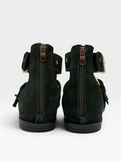 Sandali gladiatore verdi con fibbie da donna IL LACCIO | 1809SUEDE KAKHI